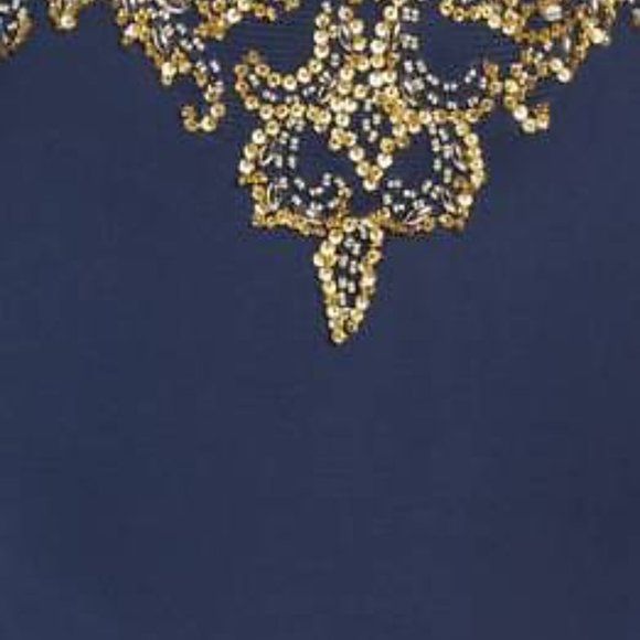 MAC DUGGAL EMBELLISHED JERSEY MERMAID MIDNIGHT NAVY GOWN DRSS sz 16W - Picture 5 of 8